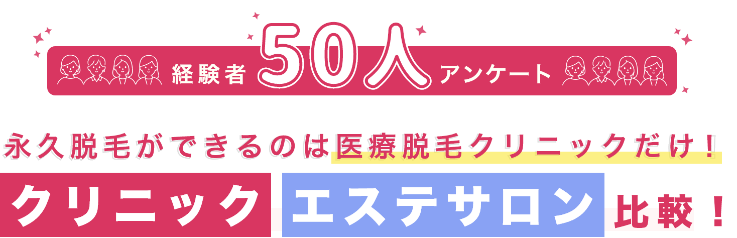 経験者50人アンケート 永久脱毛ができるのは医療脱毛クリニックだけ！クリニック・エステサロン比較！